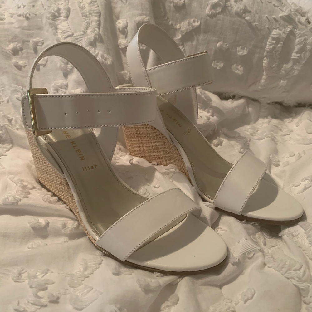 Anne Klein White Wedge Sandals
